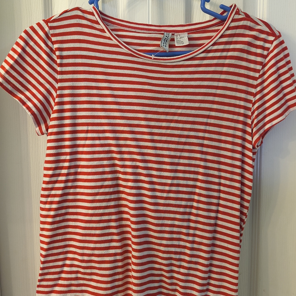 Red and White Striped Women's Top